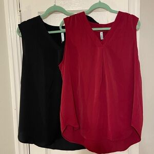 Elegant Women's Sleeveless Tops - Set of 2  - Black and Red